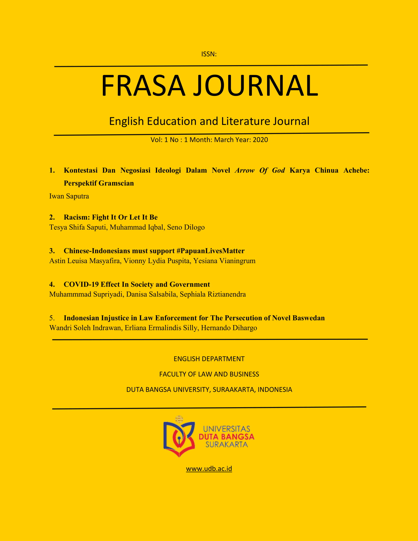					View Vol. 1 No. 1 (2020): Vol. 1 No. 1 March 2020
				
